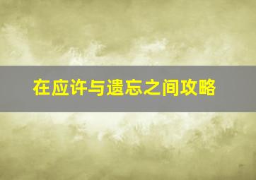 在应许与遗忘之间攻略