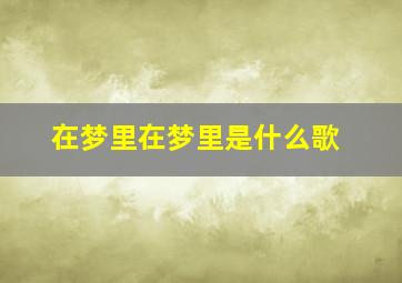 在梦里在梦里是什么歌