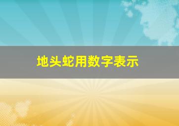 地头蛇用数字表示