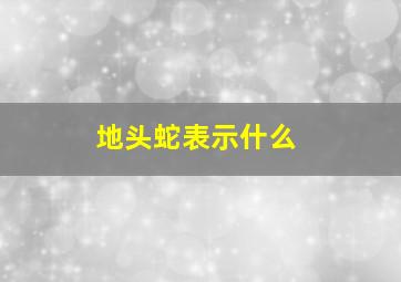 地头蛇表示什么