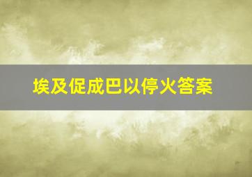 埃及促成巴以停火答案