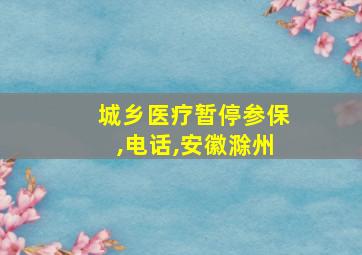 城乡医疗暂停参保,电话,安徽滁州