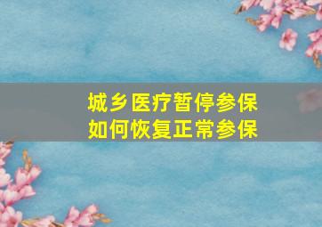 城乡医疗暂停参保如何恢复正常参保