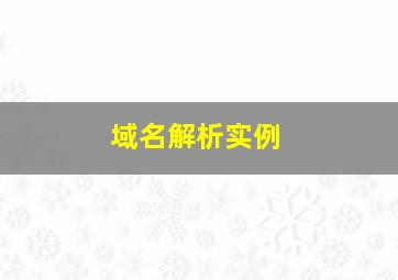 域名解析实例