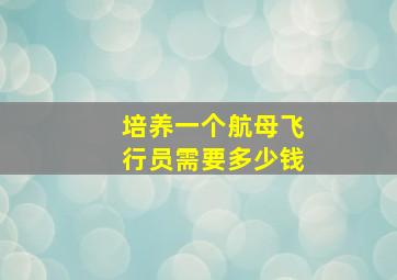 培养一个航母飞行员需要多少钱