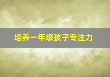 培养一年级孩子专注力