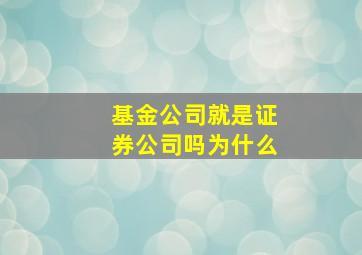 基金公司就是证券公司吗为什么