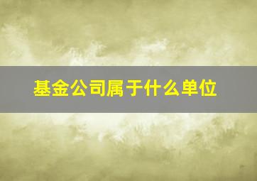 基金公司属于什么单位