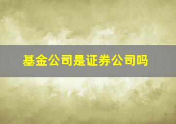 基金公司是证券公司吗