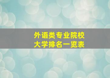 外语类专业院校大学排名一览表