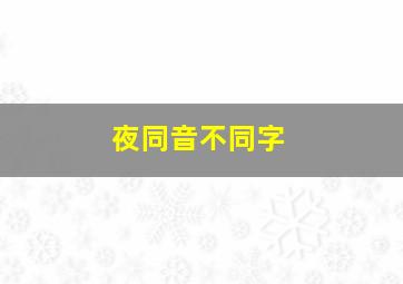 夜同音不同字