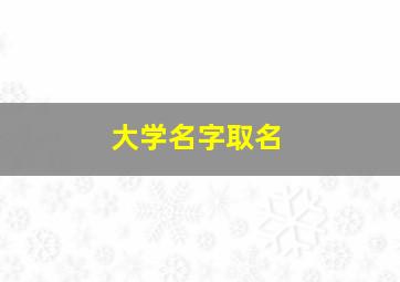 大学名字取名