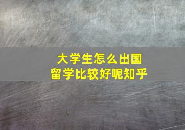 大学生怎么出国留学比较好呢知乎