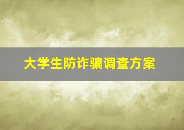 大学生防诈骗调查方案