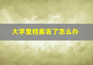 大学里档案丢了怎么办