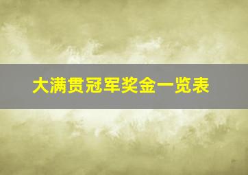 大满贯冠军奖金一览表