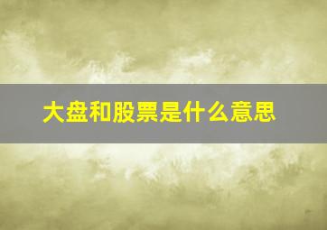 大盘和股票是什么意思