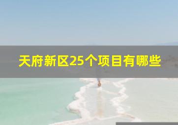 天府新区25个项目有哪些