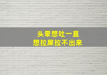 头晕想吐一直想拉屎拉不出来