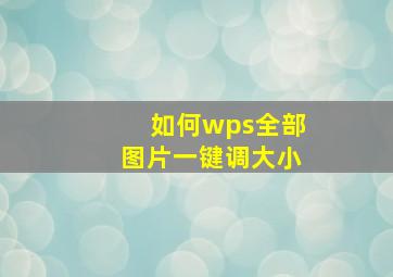 如何wps全部图片一键调大小