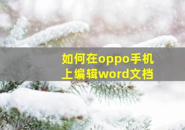 如何在oppo手机上编辑word文档