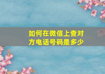 如何在微信上查对方电话号码是多少