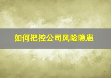 如何把控公司风险隐患