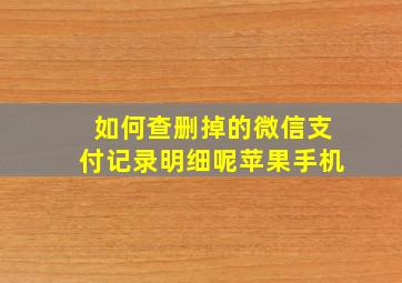 如何查删掉的微信支付记录明细呢苹果手机