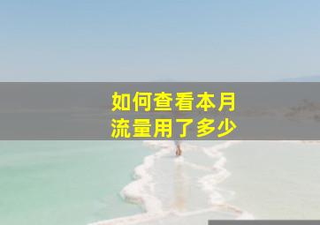 如何查看本月流量用了多少