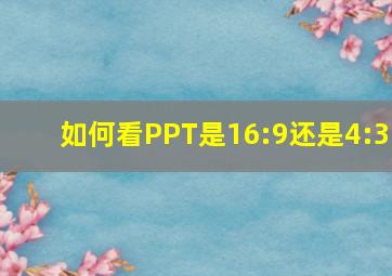 如何看PPT是16:9还是4:3