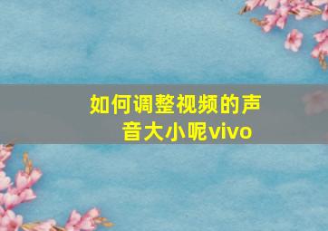 如何调整视频的声音大小呢vivo