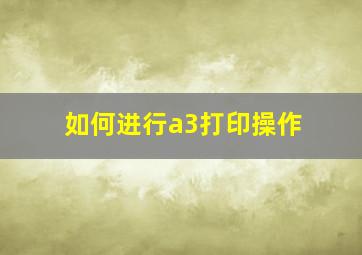 如何进行a3打印操作