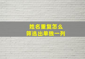 姓名重复怎么筛选出单独一列