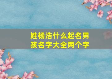 姓杨浩什么起名男孩名字大全两个字