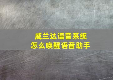 威兰达语音系统怎么唤醒语音助手