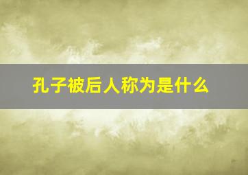 孔子被后人称为是什么