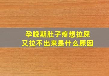 孕晚期肚子疼想拉屎又拉不出来是什么原因