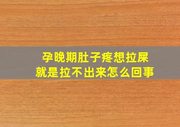 孕晚期肚子疼想拉屎就是拉不出来怎么回事