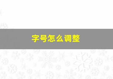 字号怎么调整