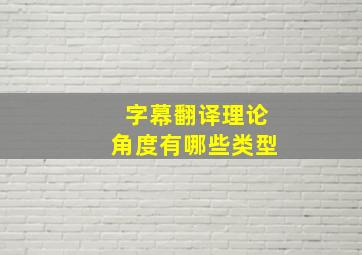 字幕翻译理论角度有哪些类型