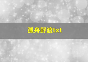 孤舟野渡txt