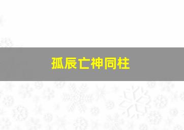 孤辰亡神同柱