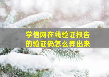 学信网在线验证报告的验证码怎么弄出来