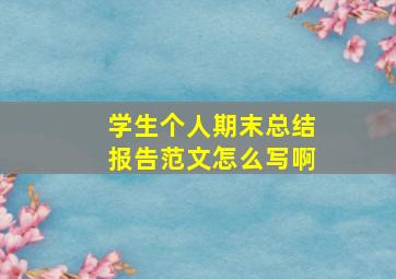 学生个人期末总结报告范文怎么写啊