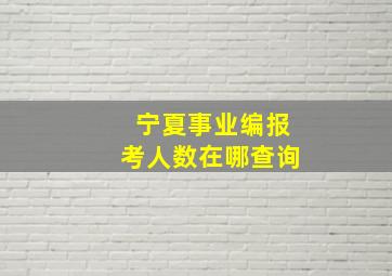 宁夏事业编报考人数在哪查询