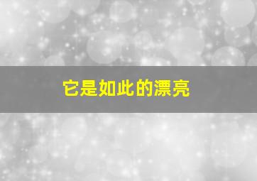 它是如此的漂亮