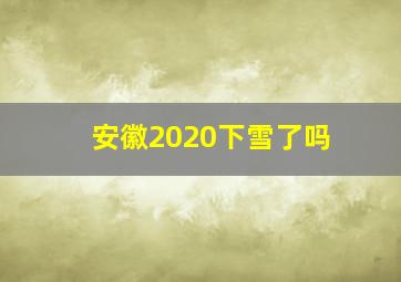 安徽2020下雪了吗