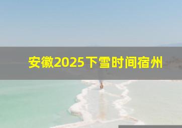 安徽2025下雪时间宿州