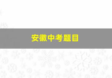 安徽中考题目