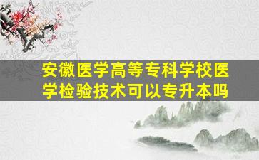 安徽医学高等专科学校医学检验技术可以专升本吗